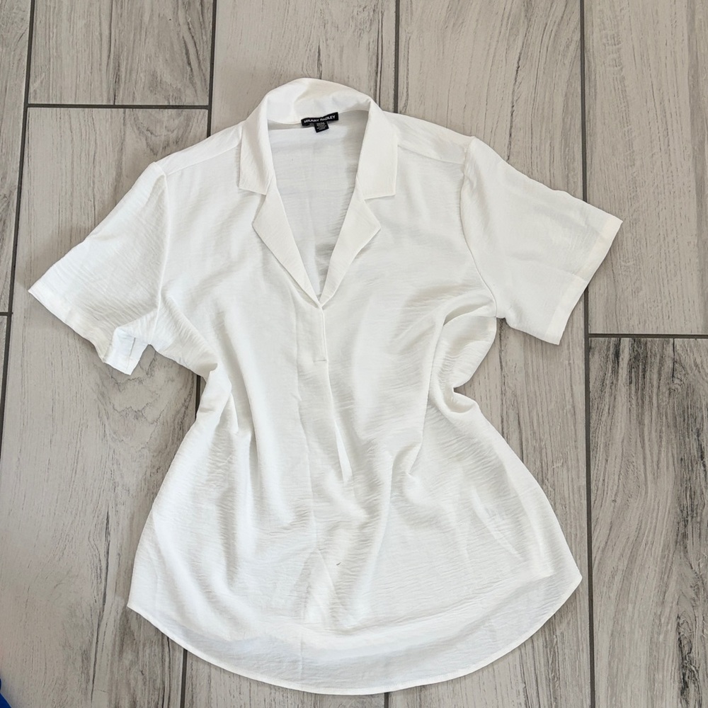 Hilary Radley White Short Sleeve Button-Down Shirt‎